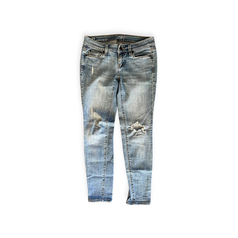 LOFT Modern Skinny Jeans 0 Petite XS distress ripped